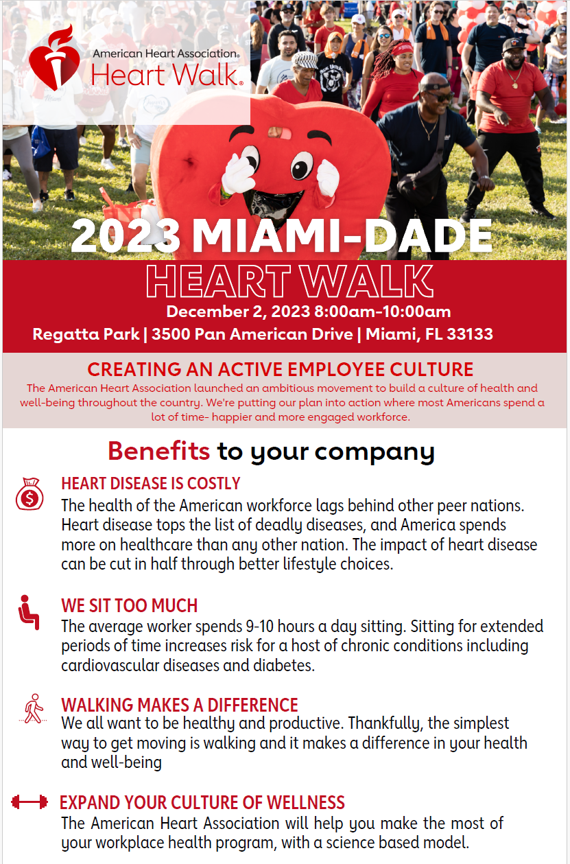 Miami Heart Walk Benefits Flyer